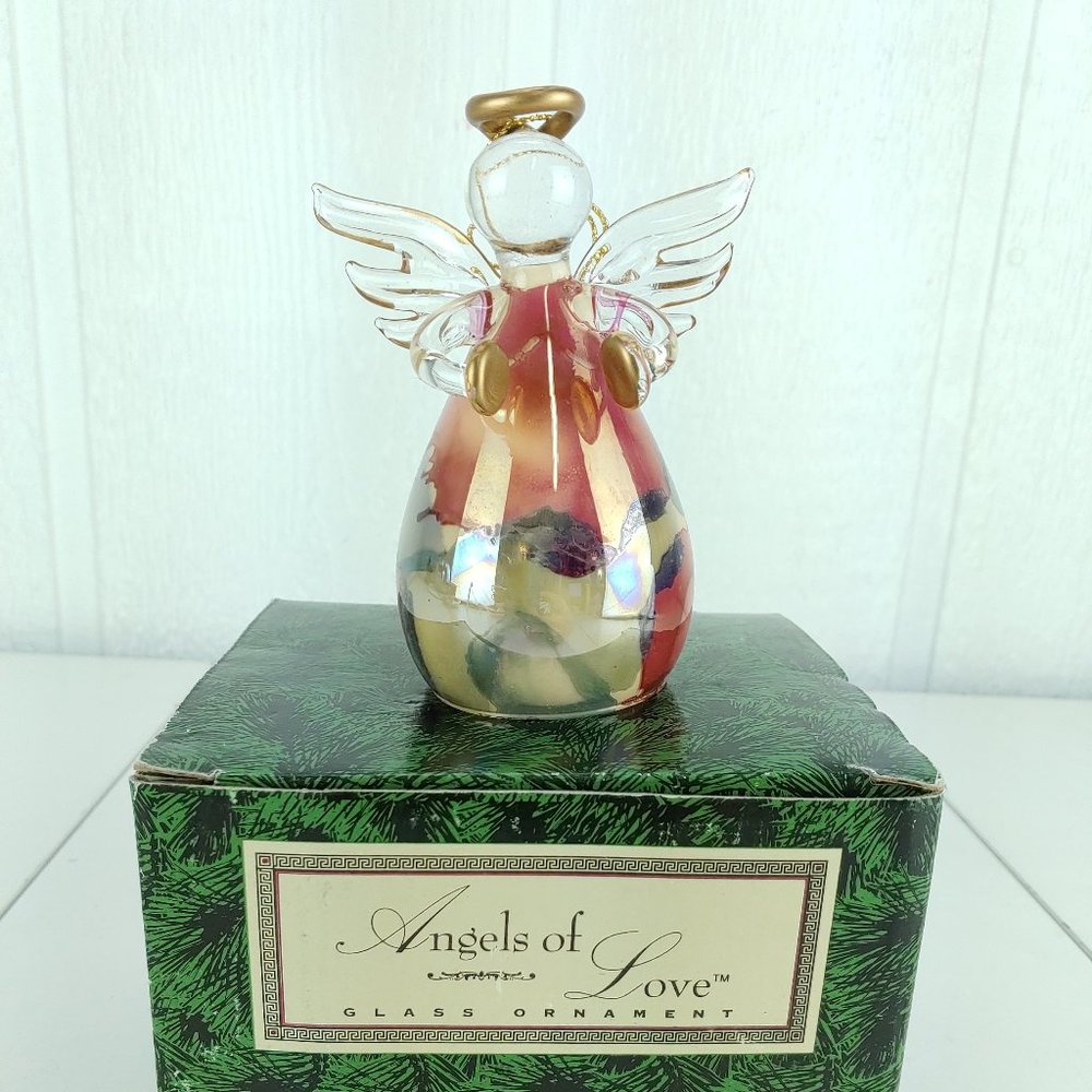 Russ Angels of Love Glass Ornament Angel Holding Cymbals 10502 in Box
